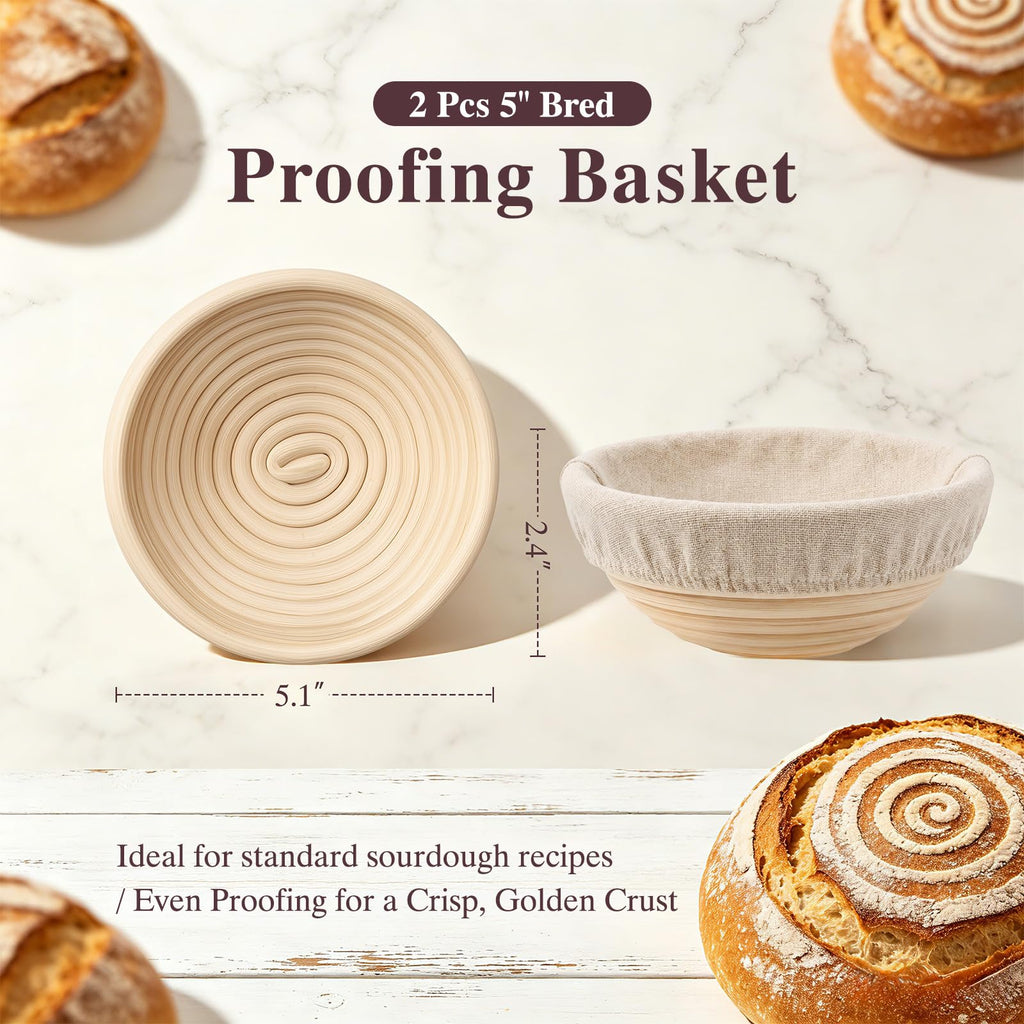 Complete Mini Double Dutch Oven Kit for Sourdough Bread - Enameled Cast Iron Bread Pan with Deep Dual Loaf Pots
