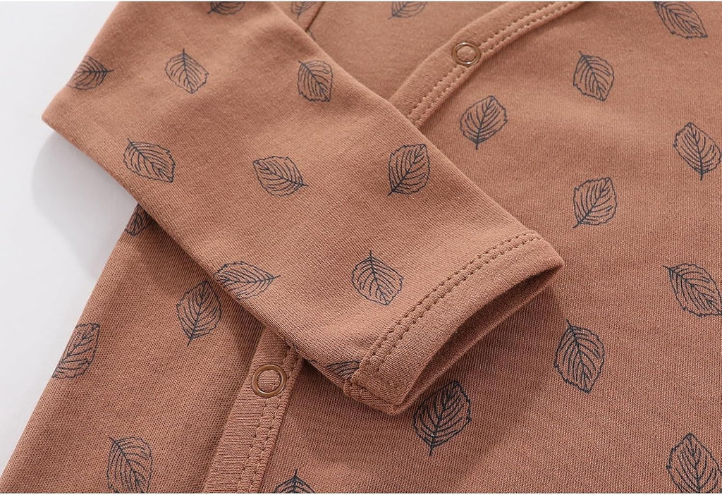 3 Pack Long Sleeve Baby Footed Rompers