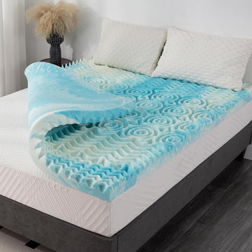 2 Inch Queen 5-Zone Gel Memory Foam Egg Crate Mattress Topper | Cooling Gel Infused Bed Topper for Pressure Relief