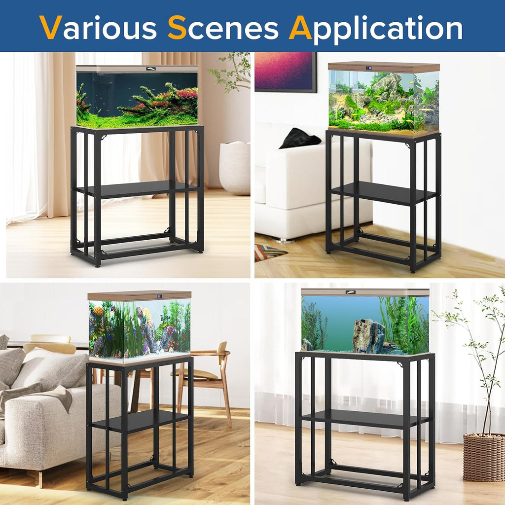 Fish Tank Stand 20-29 Gallon, Metal Aquarium Stand, 31.5" L x 16.7" W*29.1"H", Double-Layer Storage Design, Suitable