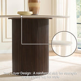 42 Inch Round Dining Table for 4, Modern Marble Dining Table with Fluted Solid Wood Base for Kitchen, Dining Room and