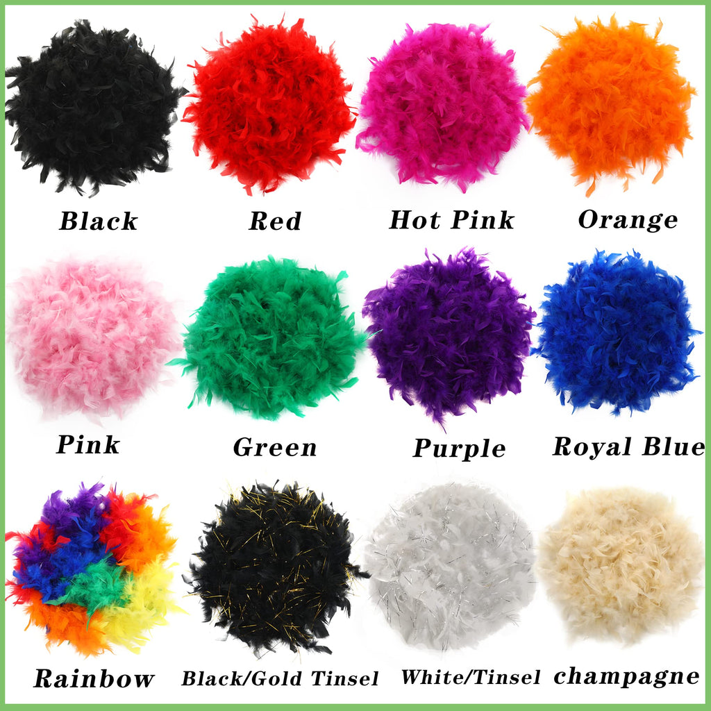 45g Fluffy Turkey White Feather Boas Bulk for Party Decor,2Yards