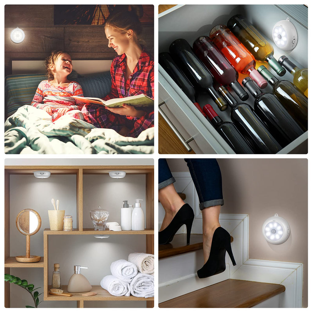Motion Sensor Light Indoor, LED Night Light Closet Lights, Under Cabinet Battery Powered Ceiling Lights, AA Battery