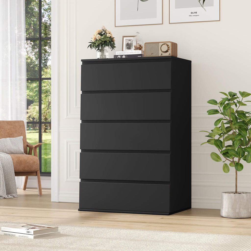 Black Dresser, Dresser, 5 Drawer Chest of Drawers