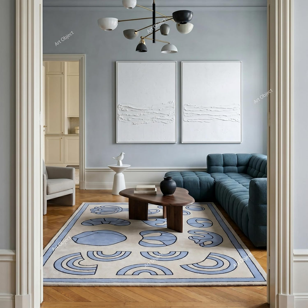 Hand Tufted Wool Area Rug, Scandinavian Design Carpet