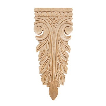 7-1/2 inch x 3-1/8 inch x 1 inch Unfinished Hand Carved North American Solid Hard Maple Wood Onlay Acanthus Wood