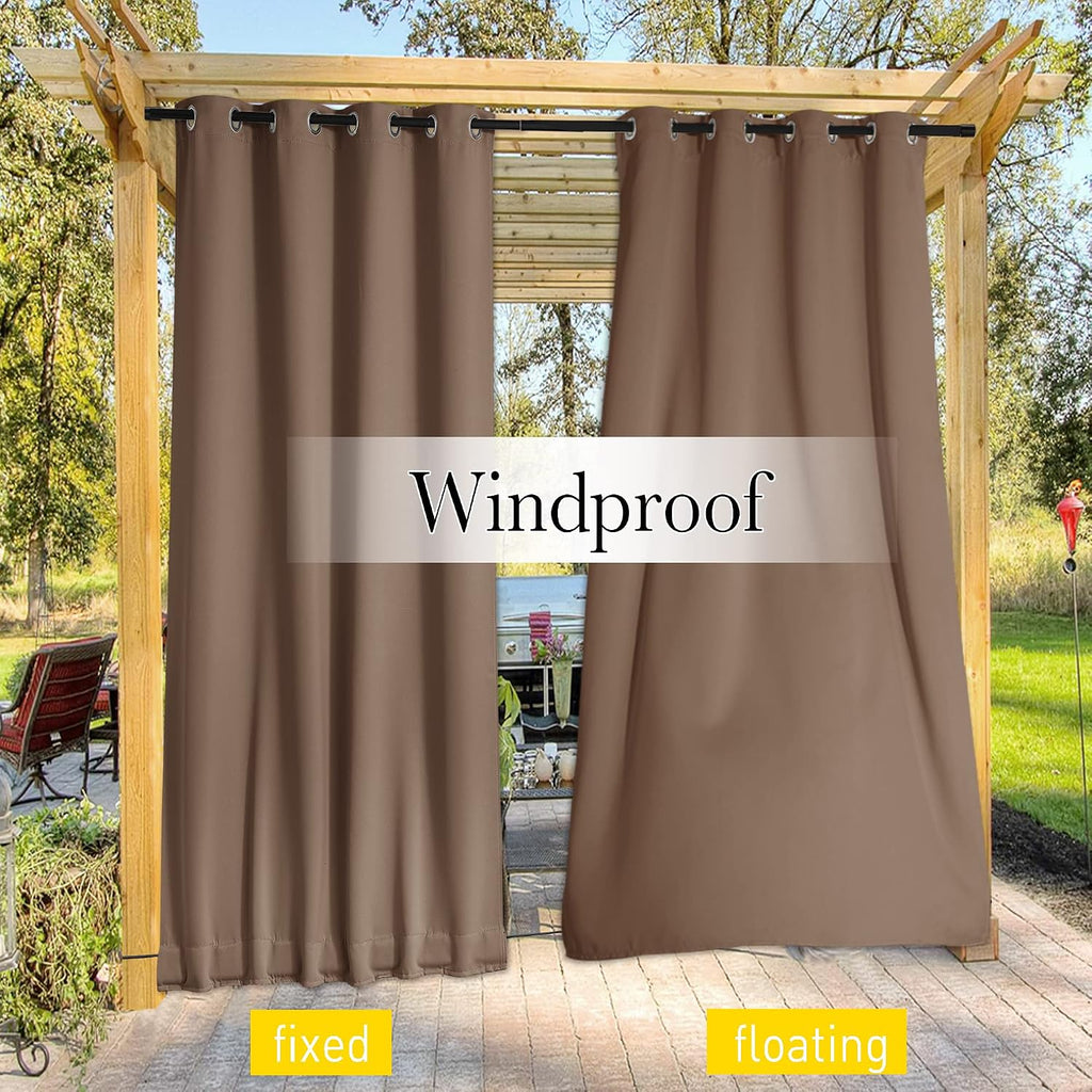 2 Panels Windproof Outdoor Curtains Waterproof W52xL84 | Thermal Insulated Gazebo Curtains UV Block & Weatherproof