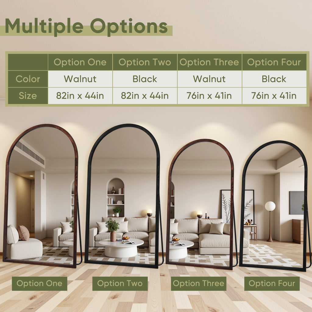 Full Length Mirror, Oversized Floor Mirror with Solid Wood Frame, Large Standing Mirror Living Room, Wood Antique
