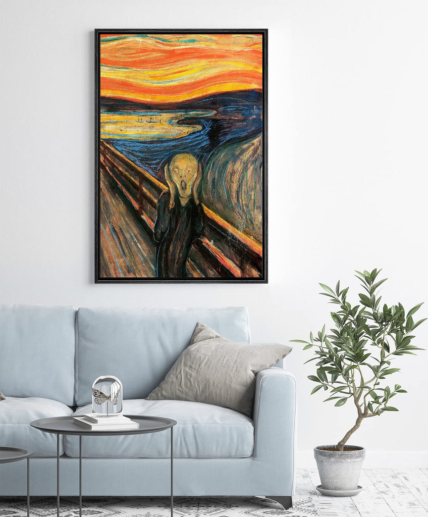 Framed Canvas Print Wall Art Edvard Munch's The Scream Decorative Historic Oil Painting Baroque Traditional Scenic