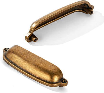 6 Pack 3-3/4 Inch(96mm) Bin Cup Drawer Pull,Antique Brass Cabinet Pulls Kitchen Cabinet Hardware, Furniture Pulls