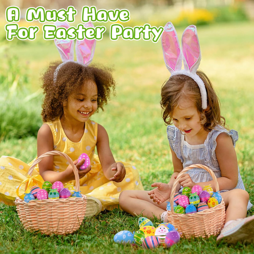 Easter Tree Ornaments, Hanging Plastic Easter Eggs Party Decorations for Basket Party Home Outdoor Garden - Set of 30