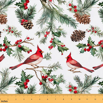 Christmas Cardinal Bird Fabrics by The Yard Xmas Red Bird