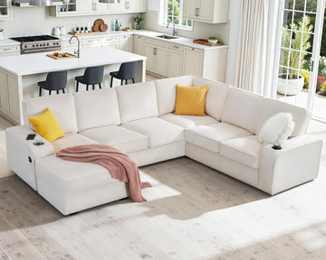 112" Sectional Couch, U Shaped Couch with Storage, Couches