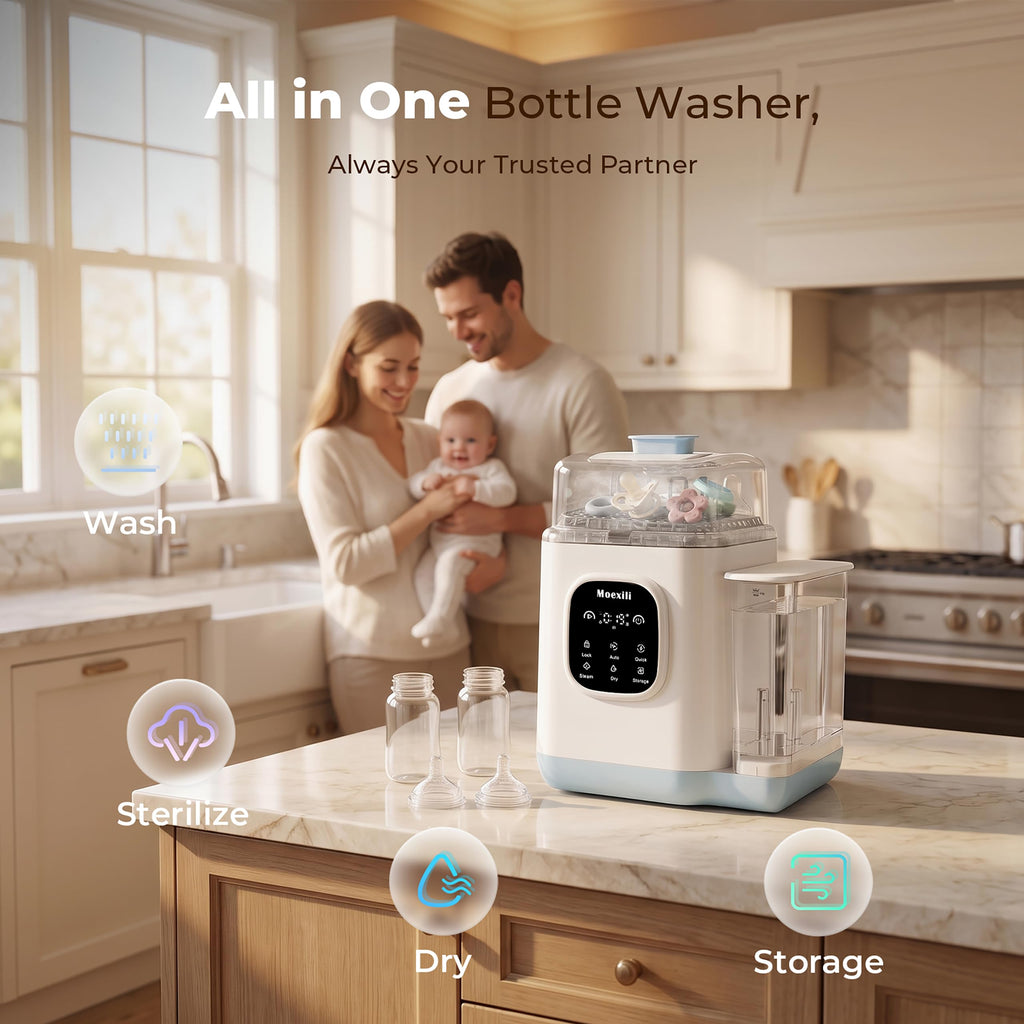 Baby Bottle Washer,Upgraded 3-Layer Cleaning,Sterilizer&Dryer