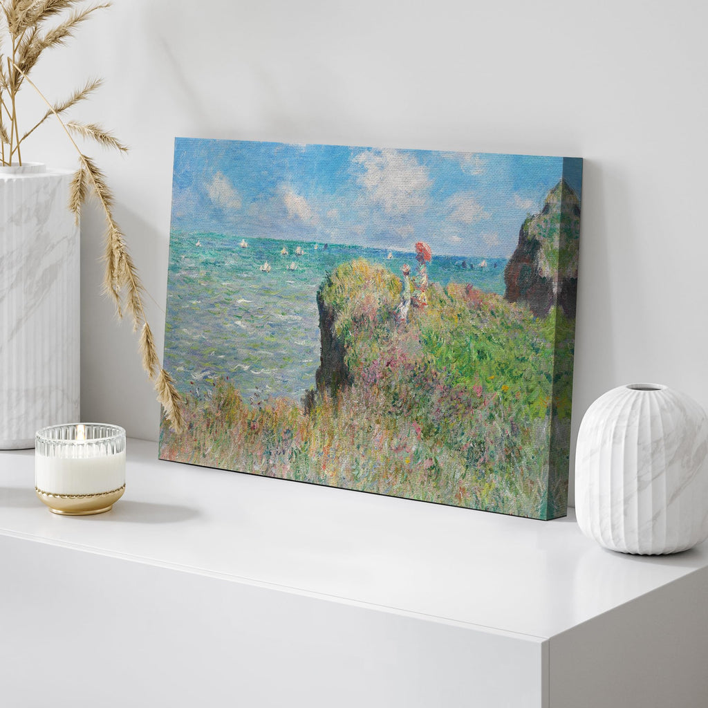 Claude Monet Cliff Walk at Pourville Impressionist Modern Art Canvas Art Home - 24x36 inches