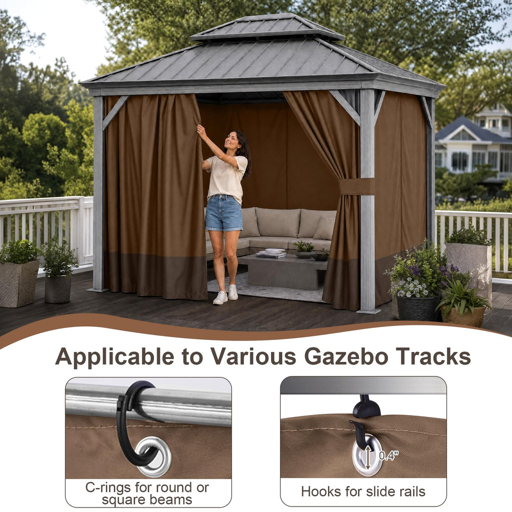 12'x12' Gazebo Privacy Curtain Replacement, Universal 4-Panel Sidewall
