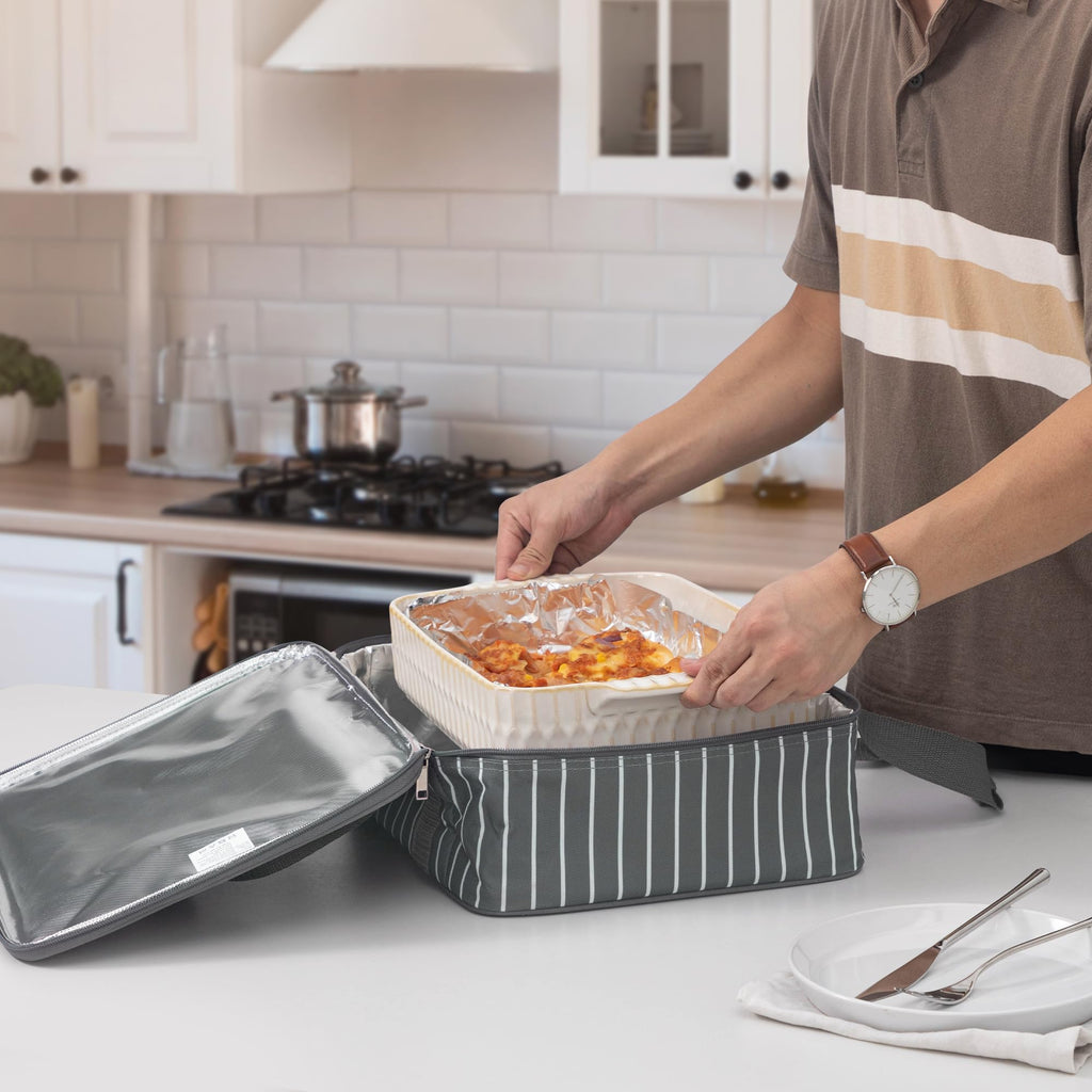 Casserole Carrier for Hot or Cold Food, Insulated Casserole Dish Carrier, Thermal Lasagna Lugger Tote for Potluck