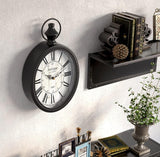 Menterry Small Retro Oval Wall Clock, Antique Old Design, Black Vintage Style
