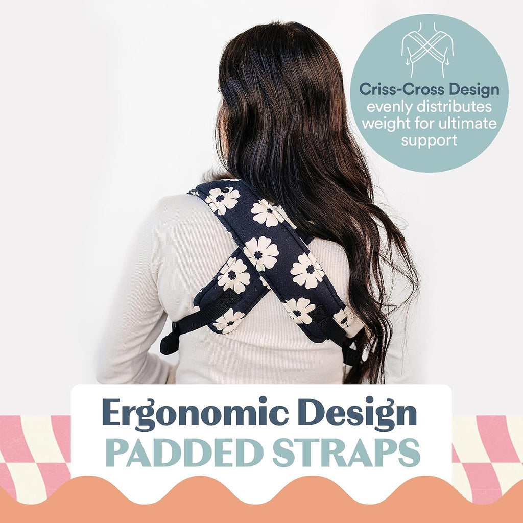 Ergonomic Hip-Healthy Baby Carrier Floral, Front-Back Carry, 7-35 lbs Black