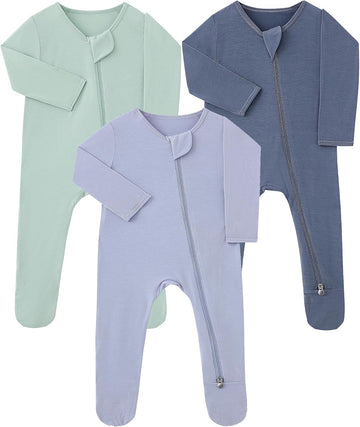 Sleepers for Baby Boy, Footie Footed Pajamas, Bamboo Viscose Infant Onesies Clothing Long Sleeve