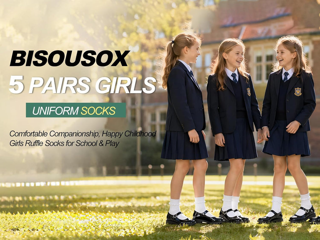 White Cute Frilly Turn Cuff School Uniform Sock 5Pairs