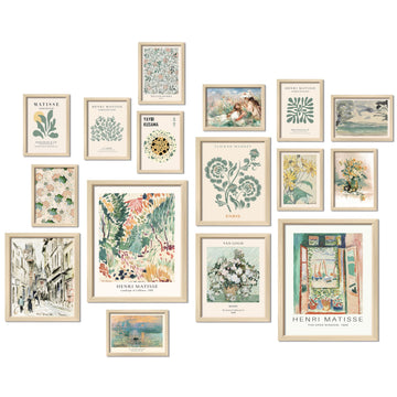 16 PCS Framed Sage Green Wall Art Decor, Matisse Wall Prints, Gallery Wall Frame Set, Abstract Posters Aesthetic
