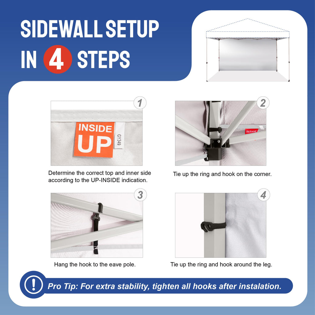 Sidewall Only for 12x12 Pop up Canopy Tent (1pc, White)
