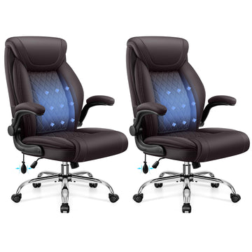 Executive Office Chair with Lumbar Support, Big and Tall Ergonomic Computer Desk Chair, Leather Comfy High Back