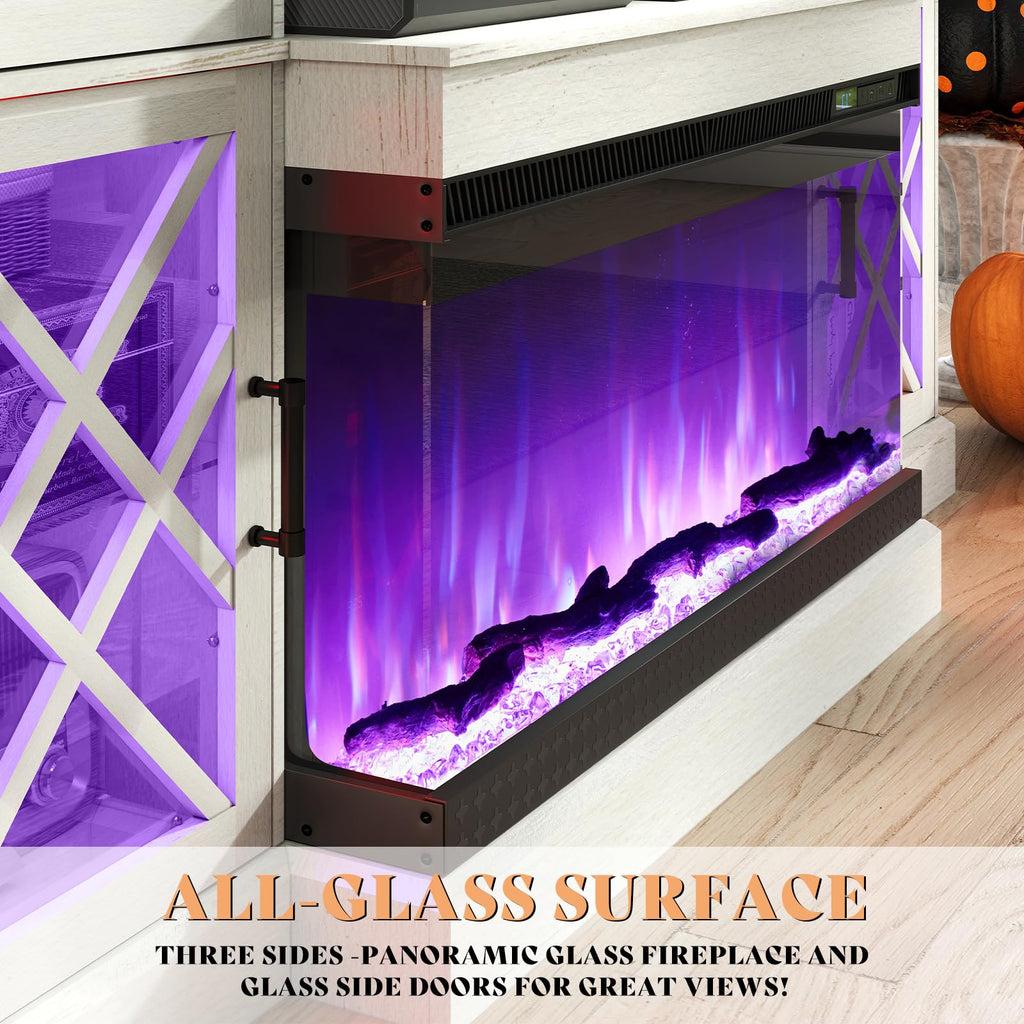 70" Farmhouse with 3-Sided Glass Fireplace