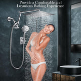 12'' Rain Shower Head Combo, High Pressure Rainfall Shower Head with 16'' Flexible Adjustment of Height/Angle Upgraded