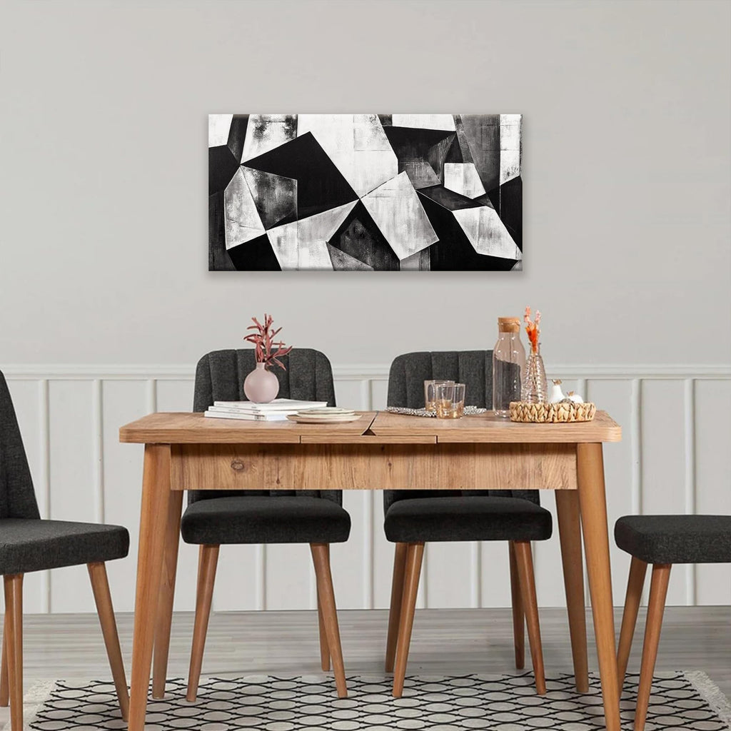 Black And White Wall Art Decor Canvas Art Wall Decor Minimalist Wall Art Geometric Color Block Canvas Artwork