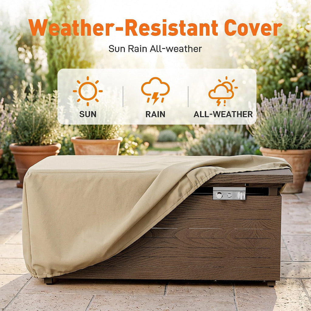 51" Outdoor Propane Fire Pit Table Rectangle Gas Firepit for Outside Patio | 50,000 BTU Fireplace Fire Table w Wind