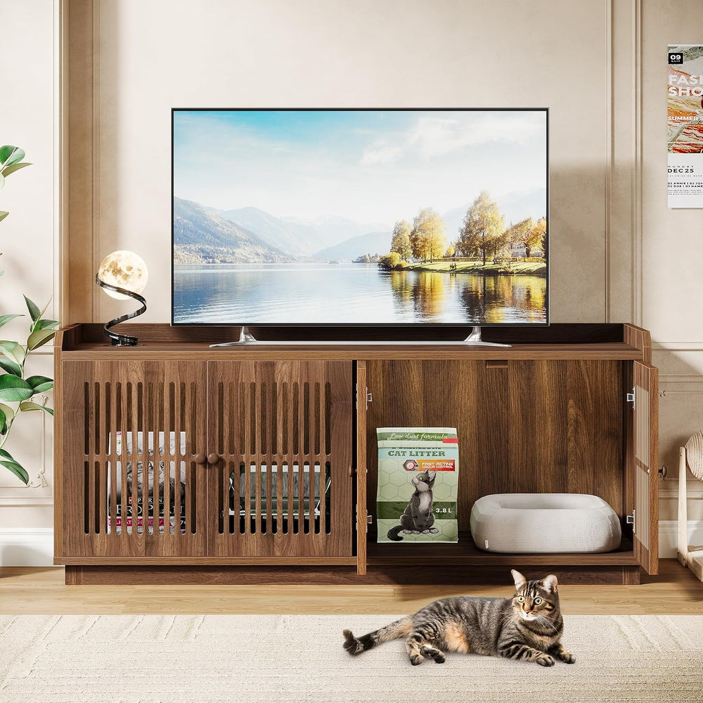 2 Cats Litter Box Enclosure, Large Hidden Litter Box Furniture