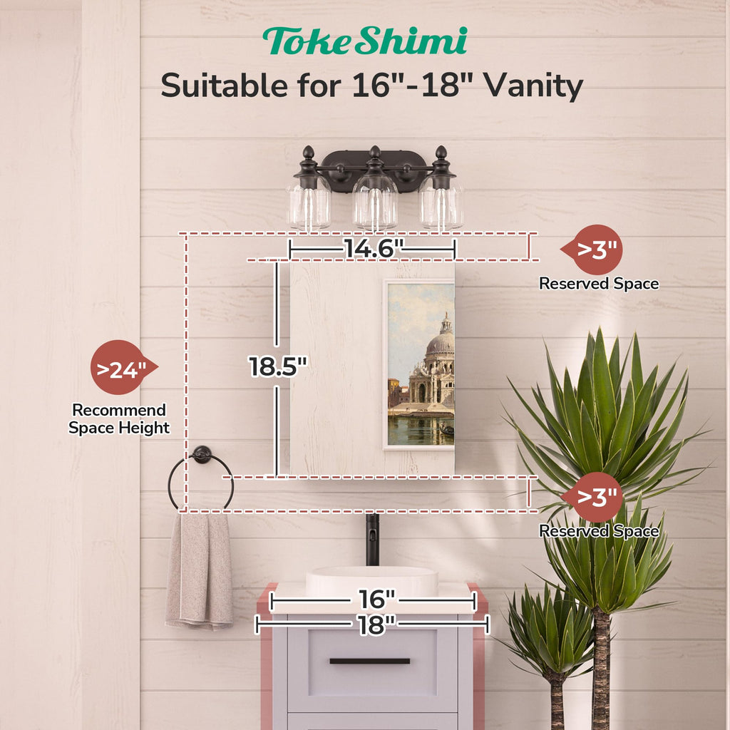14 x 18 Silver Medicine Cabinet, Aluminum Mirror Medicine Cabinet Wall Mounted or Recessed with Stepless Adjustable