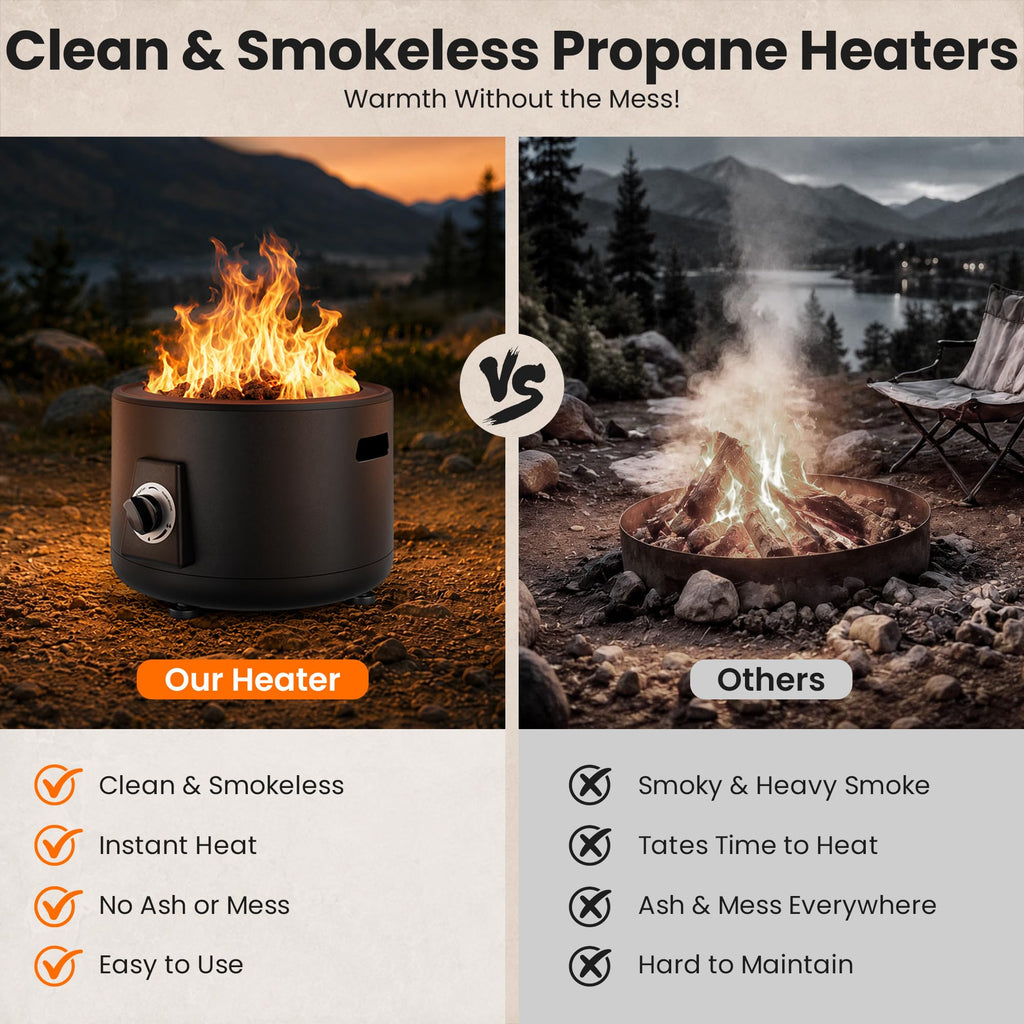 Portable Propane Fire Pit, Outdoor Smokeless Gas Fire Pit, Patio Fire Pit Easy Setup and Storage for