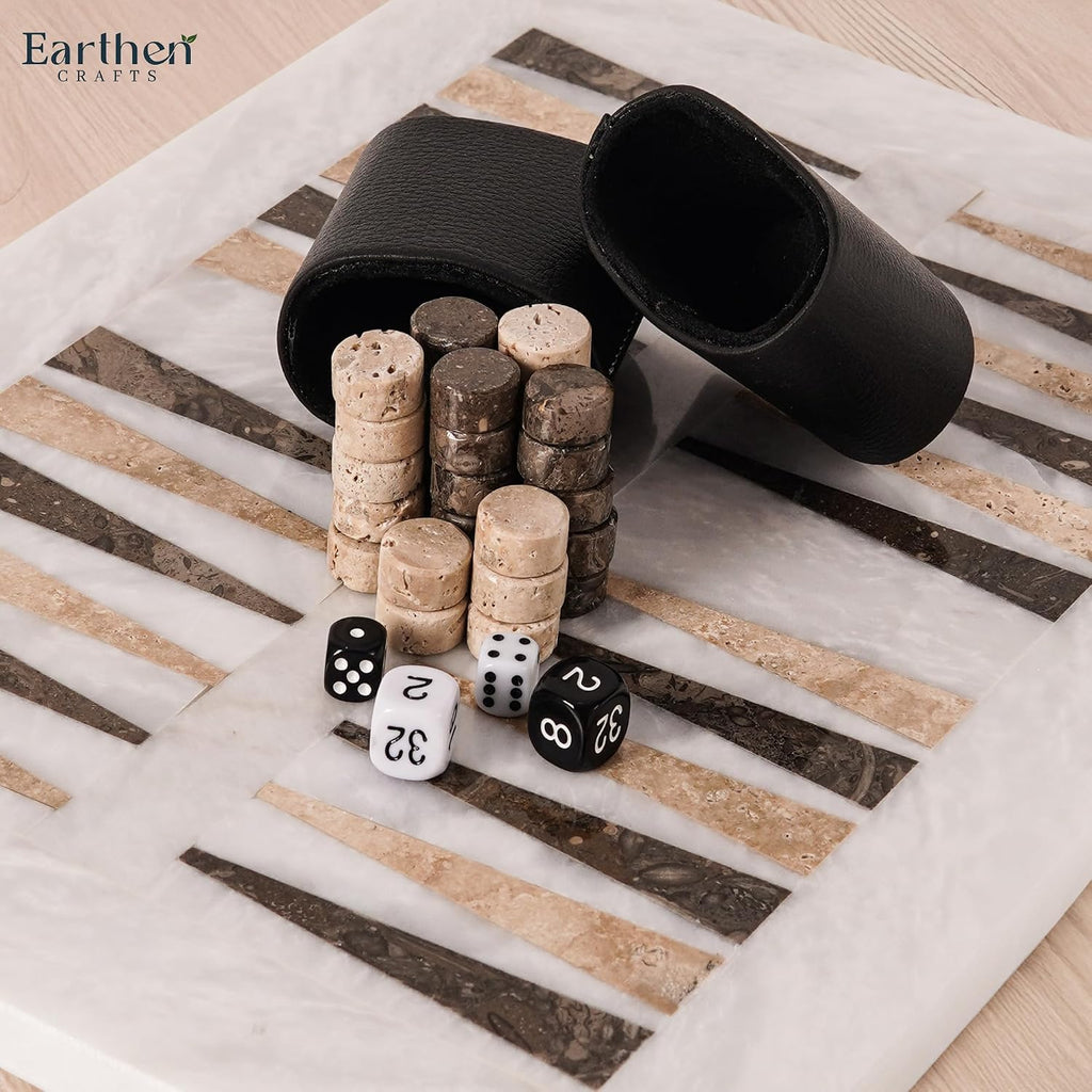 Marble Backgammon Set 16 Inch White Board