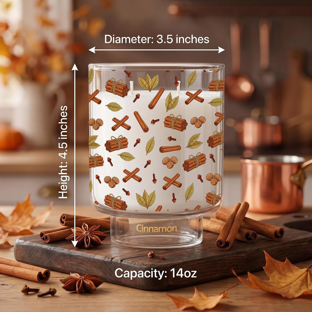 Cinnamon Scented Candle,14 Oz Large 2-Wick Fall & Christmas Candles Decor, Long Lasting Cinnamon Spiced Soy Wax