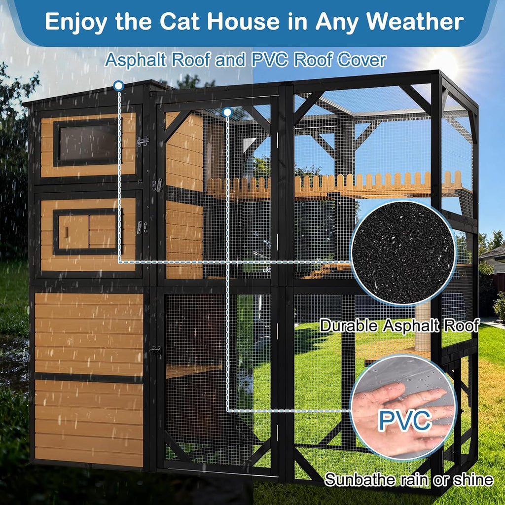 Catio Outdoor Cat Enclosure, 6 Platforms, Walk-in Door, Window Access