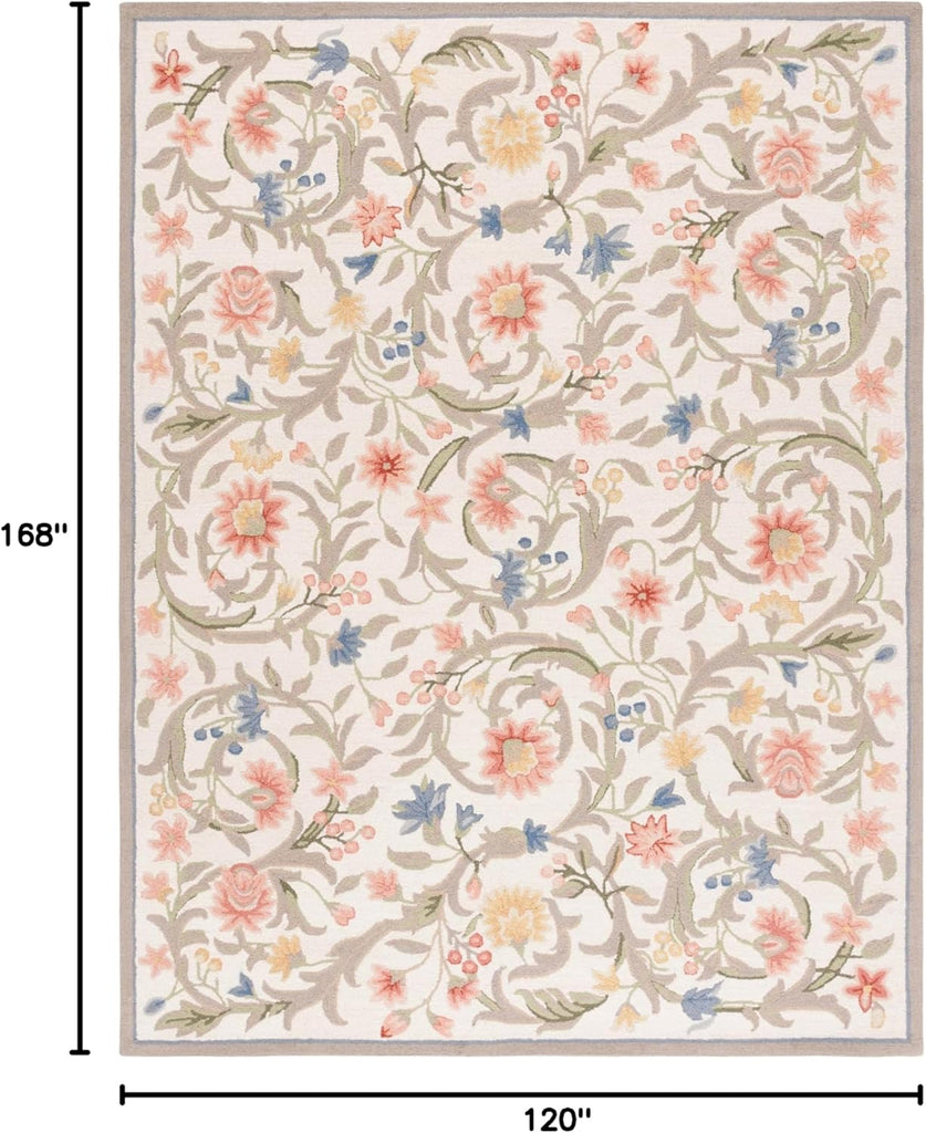 Chelsea Area Rug - 10' x 14', Ivory, Hand-Hooked French Country Wool