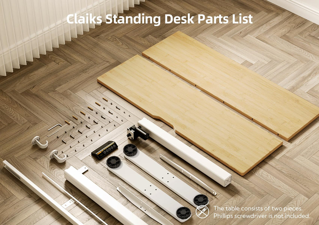 Electric Height Adjustable Standing Desk, 40x24 Inch, Bamboo