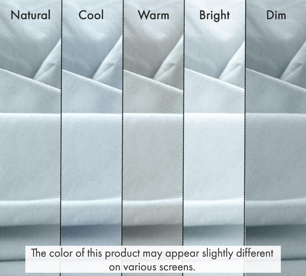 100% Cotton Queen Sheets, Percale Queen Sheet Set, Ice Blue