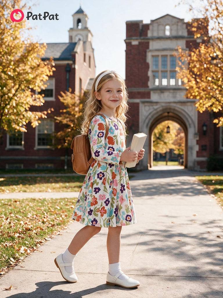Girls Long Sleeve A Line Skater Dress Casual Everyday Outfit