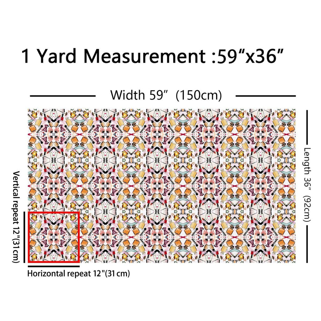 Makeup Fabric By The Yard, Beauty Cosmetics Perfume Upholstery Fabric