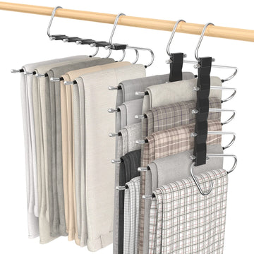 3 Pack Pants Hangers Space Saving, Anti-Slip Multi-Functional Pants Rack, Thickened Stainless Steel Tube with 15