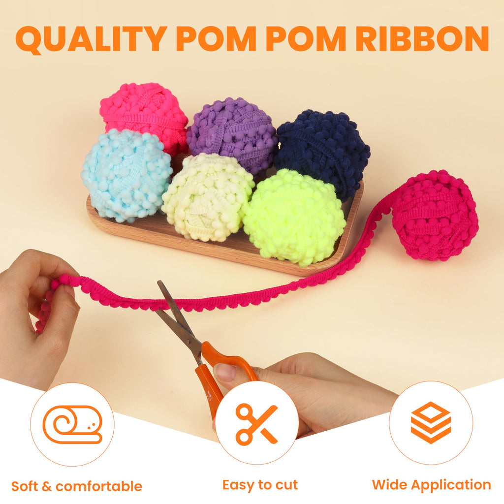 Pom Pom Trim, 3/8" Wide Ball Fringe (Turquoise) - 18 Yards