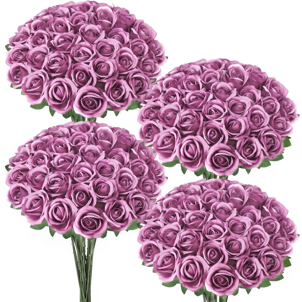36 Pcs Lilac Purple Artificial Roses with Long Stems