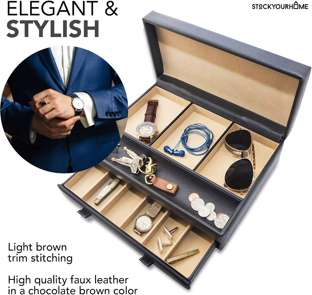 Mens Valet Tray, Men's Jewelry Box, Night Stand Organizers and Storage, Bedside Table Organizer, Watch Box