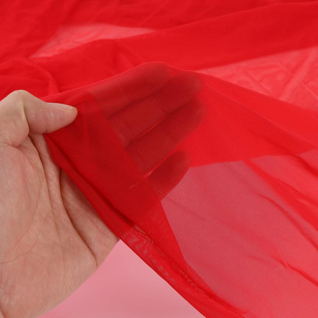 Superfine 4-Way Stretch Net Fabric Nylon Spandex Power Mesh Lightweight Sheer 60" Wide, a Continuous 5 Yards (Vivid