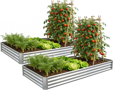 Galvanized Raised Garden Bed,Outdoor Planter Box Metal Patio Kit Planting Bed for Vegetables Flowers Herb