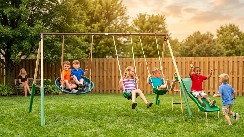 SuperDisc Swing Set - 5 User, Playground Set for Kids with Frame Anchors